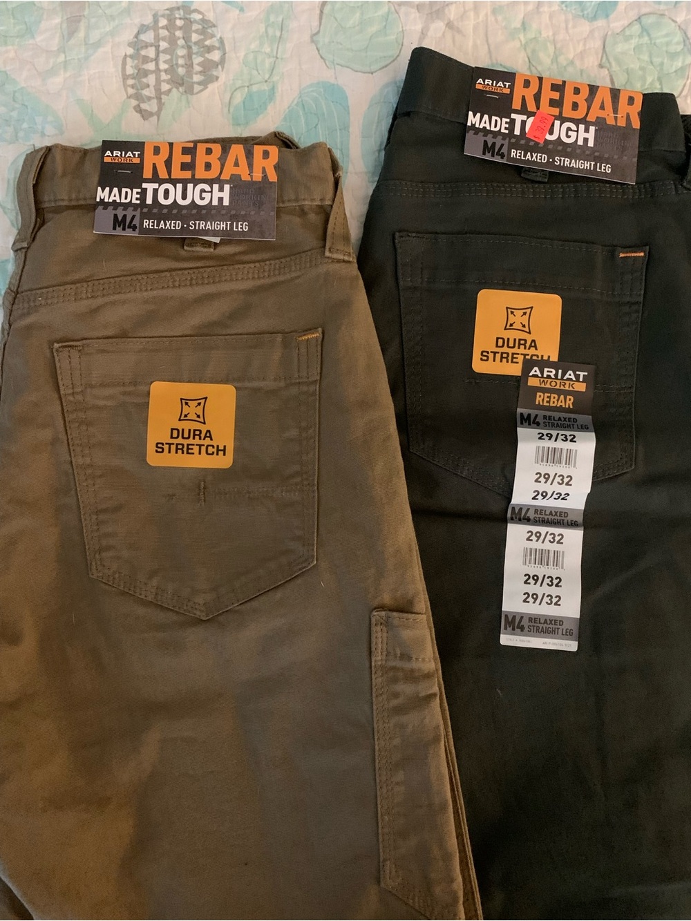 Ariat Rebar Relaxed Straight Leg Pants in Olive and Tan
